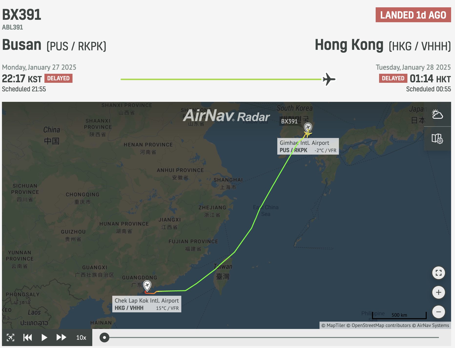 BX391 flight data.